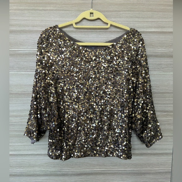 VINCE Cocktail Blouse | Gold + Gray | XS/S (NWOT) - Picture 4 of 14